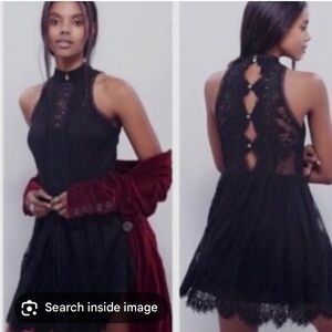 Free People black lace high neck dress. Size 4